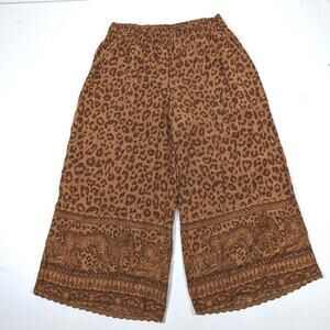 Soft Surroundings Pants Women's Size Large Brown Haya Crop Mocha Leopard